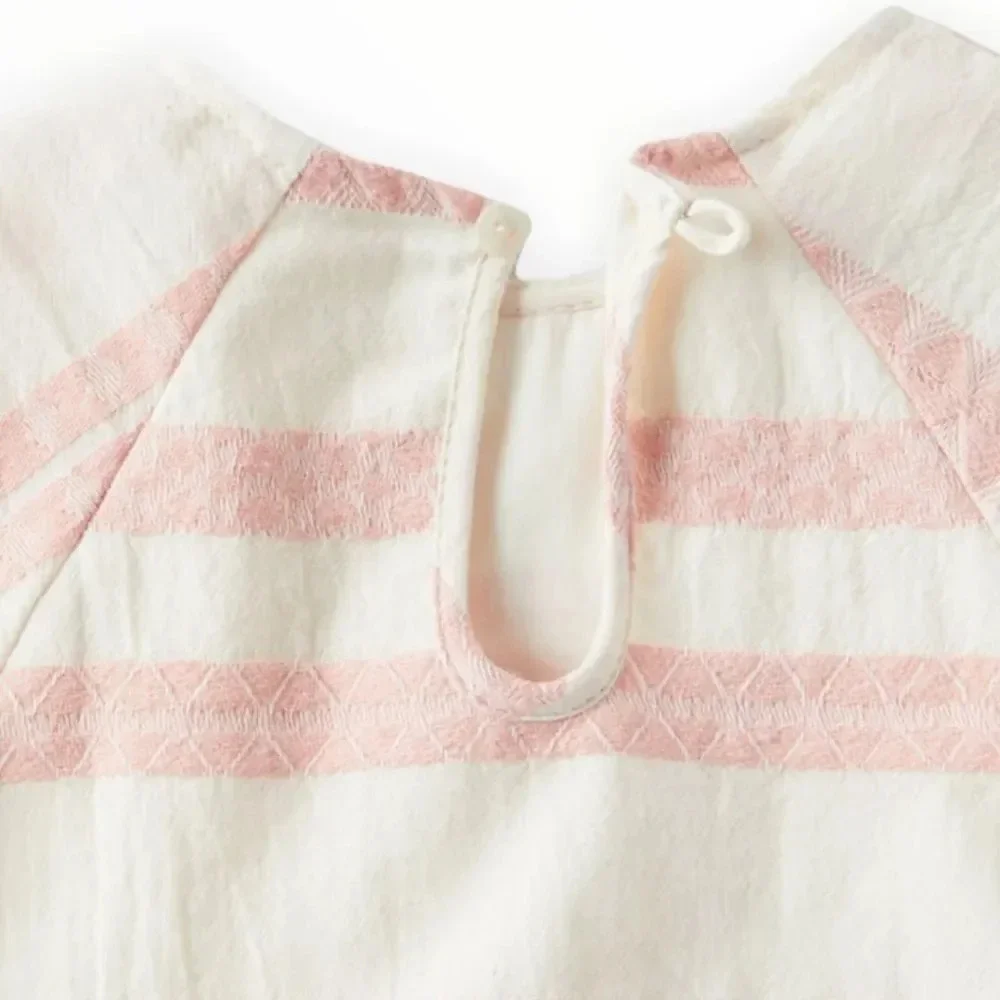 ZARA Kids | Cream and Pink | STRIPED DRESS WITH TEXTURED DETAIL
